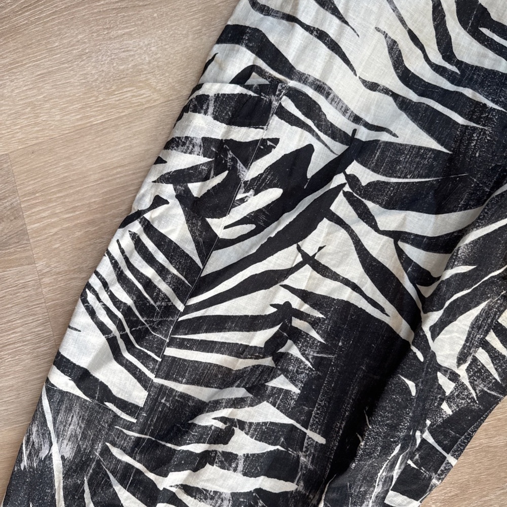 Bryn Walker Xx-Small Linen Vacation Cropped Pull On Pants Leaf Vacation Tropical - Picture 5 of 12